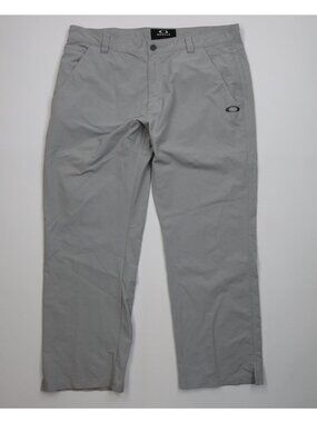 Vintage Y2K Oakley Mens 38x30 Distressed Performance Knit Wide Leg Pants Gray